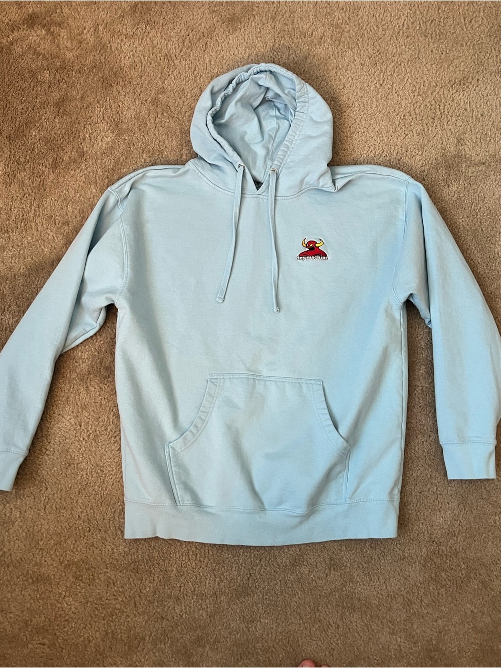 Toy Machine Light Blue Men's Hooded Sweatshirt with Subtle Chest Logo Size XL